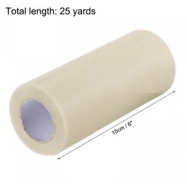 sourcing map 6 Inch 25 Yards Tulle Ribbon Rolls Pastel Netting Fabric Net Cloth for Gift Wrapping Christmas Wedding DIY Crafts, Cream White