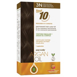 One 'n Only Argan Oil Fast 10 Permanent Hair Color Kit 3N Natural Dark Brown, Gray Hair Coverage in 10 Minutes, Helps Maintain Natural Moisture Balance, Advanced Micro-Pigments for Natural Tones