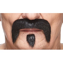 Mustaches Self Adhesive Grandpa's Fake Mustache, Novelty, False Facial Hair, Costume Accessory for Adults, Black Lustrous Color