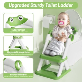 Rabb 1st Frog Potty Training Seat, Upgrade Toddler Toilet Seat for Kids Boys Girls, 2 in 1 Potty Training Toilet for Kids, Splash Guard Anti-Slip Pad Step Stool