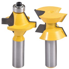HOHXEN 2 Pcs 120 Degree Groove Chisel Cutter Tool, 1/2 Inch Shank Matched Tongue and Groove Router Bit Set with Edge Banding, DIY Woodworking Router Bit Set