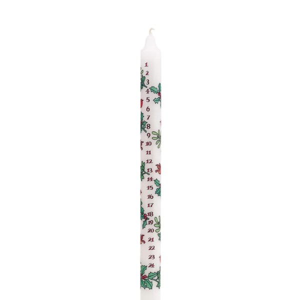 Alison Gardiner Holly and Ivy Wax Christmas Advent Candle 29.5cm