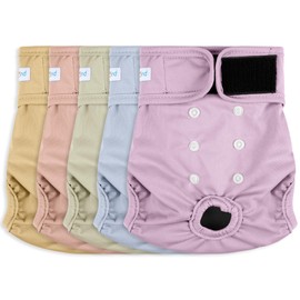 5Pcs Washable Reusable Female Dog Diapers Puppy Doggy Doggie Diapers for Female Dogs Small Medium Large Period Panties in Heat, X-Small