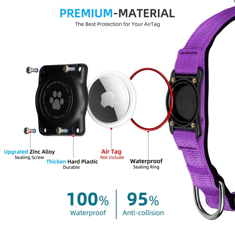 Upgraded AirTag Dog Collar, IP68 Waterproof Air Tag Dog Collar