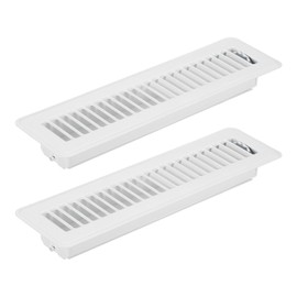 PATIKIL 12 x 2 Zoll grundregister, 2 Stück Schwerlast-Luftgitterabdeckung aus Stahl, verstellbare Dekor-Lüftungsschlitze für Seitenwand, Zuhause, Büro, Weiß