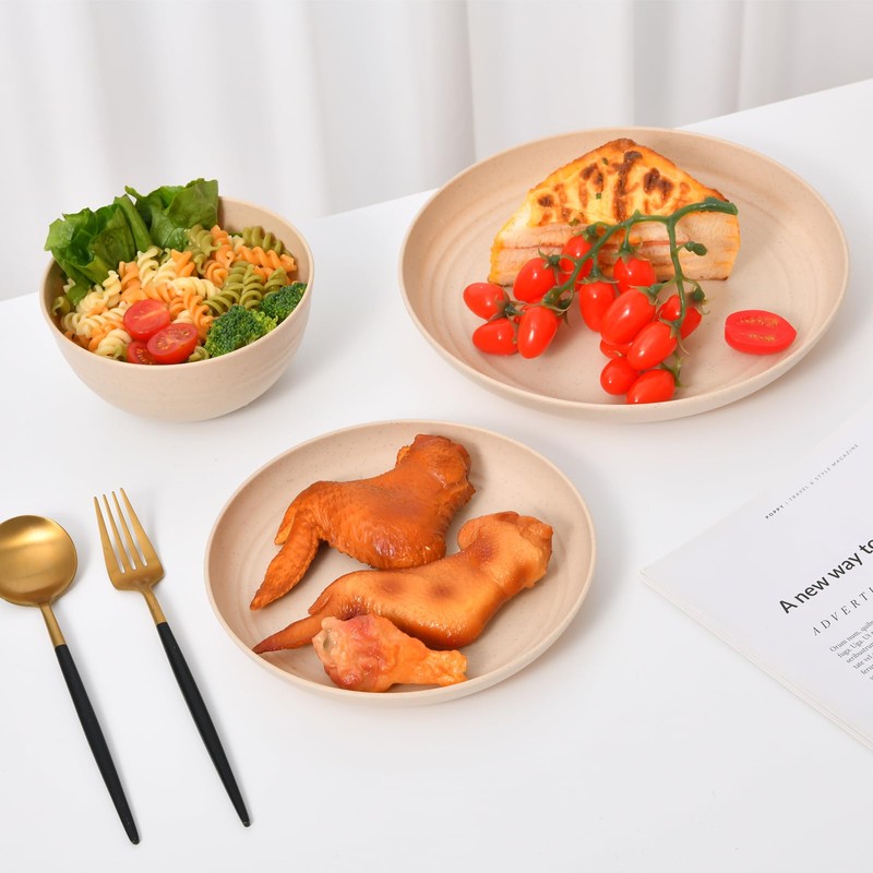 24 - Piece Wheat Straw Dinnerware Set - Plates and