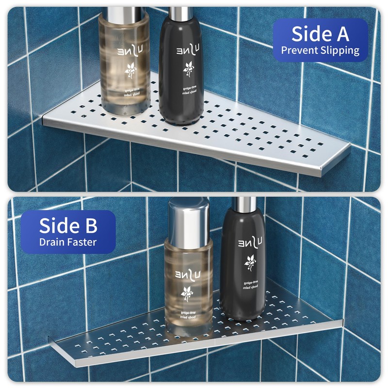 Bernkot Corner Shower Shelf 2PCS, Trapezoid Shaped Bathroom Shelves 12''