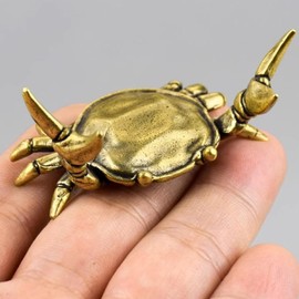 Vintage-Style Brass Crab Figurine, Decorative Metal Ornament