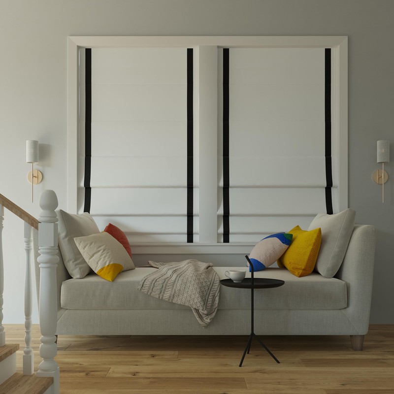 Sun Zero Denna Black Ribbon Border 100% Total Blackout Cordless