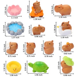 HOMICO Mini Capybara Figurines 13 Pieces Tiny Capybara for Car Dashboard Dollhouse Miniatures Mini Resin Animals for Fairy Garden Home Decor Capybara Birthday Decorations