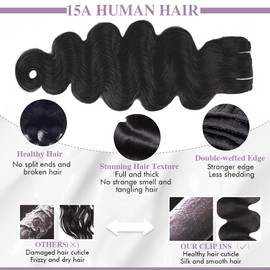 Body Wave Clip In Hair Extensions Real Human Hair Clip Ins For Women 14 Inch Remy Human Hair Extensions Clip Ins 8 Pcs With 18 Clips 120g Natural Black