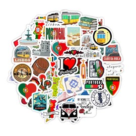 Portugal Stickers for Water Bottle and Laptop - Portugal Party Favors & Decorations, Waterproof Vinyl Decals, Portuguese Flag and Culture Stickers