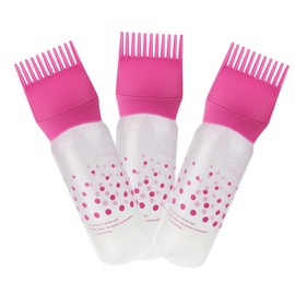 FRCOLOR 3pcs Hair Coloring Applicator Bottles with Comb Tip for Even Dye Distribution Hair Oiling and Root Coloring Tool with Graduated Scale Pink