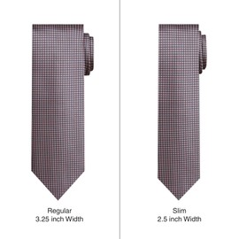 Jacob Alexander Men's Woven Dotted Squares Pattern Slim 2.5 inch Width Neck Tie - Pink Gray