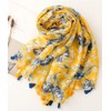 AssoetedFun Yellow Scarfs for Women Lightweight Blue Flowers Floral Print