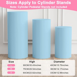 Wokceer - Cubiertas de soporte cilíndrico de elastano para fiestas, 3 piezas, cubiertas de pedestal, cubierta de pilar, para fiestas de cumpleaños, bodas, accesorios de decoración, color azul