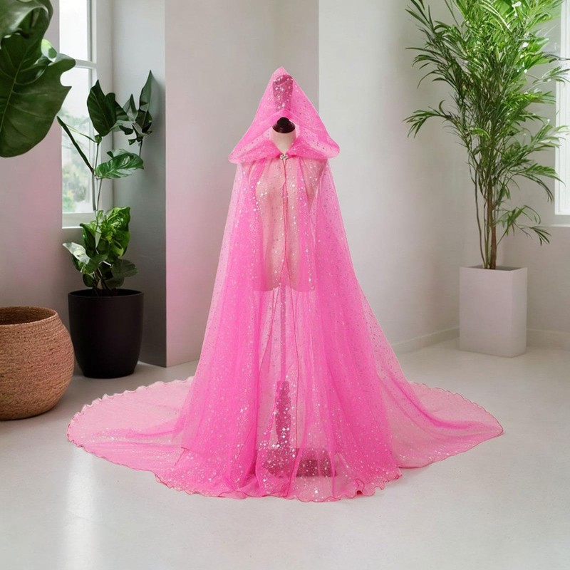 Harilla Women Wedding Tulle Cape with Hood, Elf Cape, Bridal