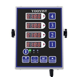 YOOYIST Kitchen Timers for Cooking – 4 Channel Commercial Kitchen Timer Restaurant Kitchen Supplies – Stainless Steel LED Technology Kitchen Timer Digital – Reminder Function, Loud Alarm, Black