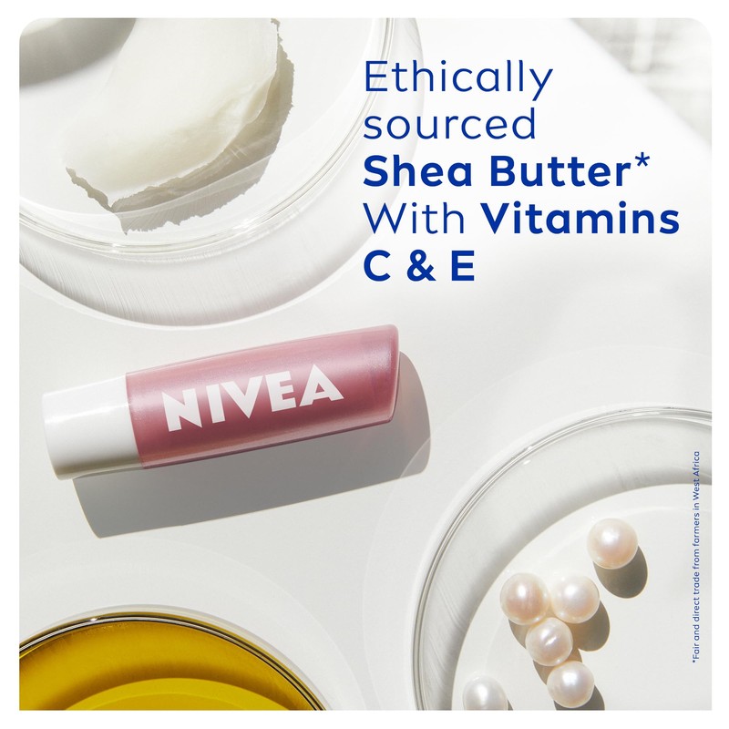 NIVEA Pearly Shine Lip Balm (4.8g), Lip Balm with Shea