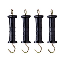 4 Pcs Plastic Electric Fence Gate Handle, Gate Handle Insulatorswith Spring, Outdoor Black Stainless Steel Plastic Fence Gate Handle, Gate Connector，Electric Fence Wire Handle