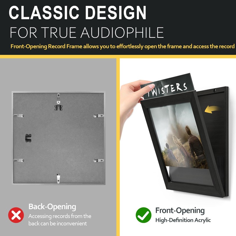 Emfogo Vinyl Record Frame Wall Front Opening, 3-Pack Album Frames