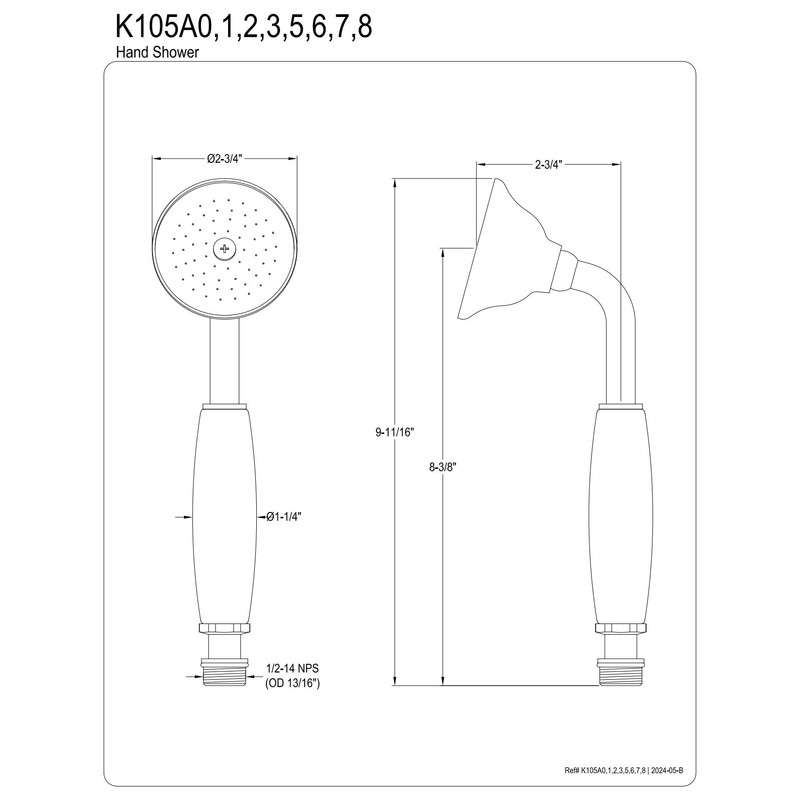 Kingston Brass K105A2 Victorian Hand Shower, 8-3/8 inch Length, Polished