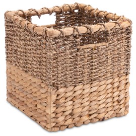 Decorasian Basket Storage Braided from Water Hyacinth - Seagrass Rectangular - Square Shelf Basket - S = 24 cm Natural