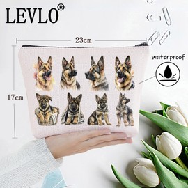 LEVLO German Shepherd Cosmetic Makeup Bag German Shepherd Lover Gift German Shepherd Mom Travel Pouch Bag German Shepherd Merchandise, German Shepherd, Cosmetic Bag