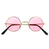 Costumed Hippie Glasses - Round Pink Sunglasses as 70s &
