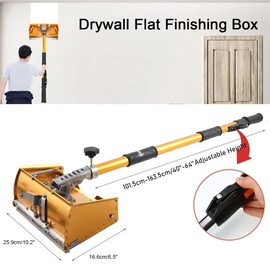 EWANYO 10 inch Drywall Flat Finishing Box with Extension Handle Adjustable Height 40''-64'', Aluminum Drywall Flat Finishing Box Tool
