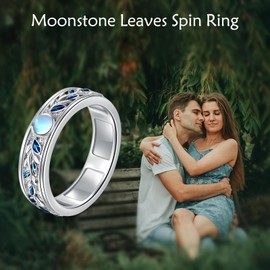 POPLYKE Fidget Rings for Anxiety for Women Sterling Silver Filigree Mood Rings Gifts, Sterling Silver, Cubic Zirconia