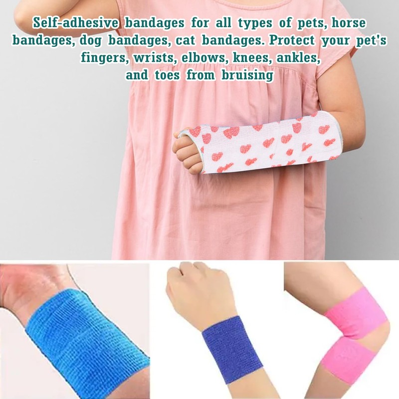6 Rolls Dog Bandages for Paws – Vet Wrap for