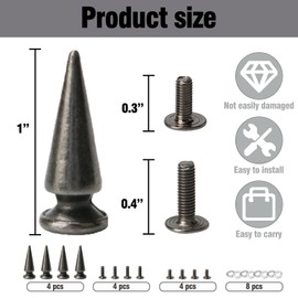 Firefighter Helmet Spikes - Fire Hard Hat Rivet, Cap Decoration Accessories, Nickel alloy, 1"L, 4 Pcs