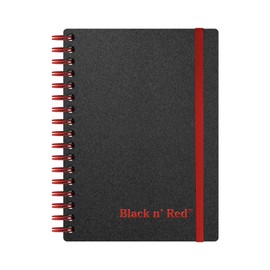 Black n' Red Notebook, Durable Poly Cover, Premium Optik Paper, Environmentally Friendly, Spiral Binding, 5-5/8" x 3-3/4", 70 Double-Sided Ruled Sheets, 1 Count (F67010)