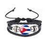 vmcoatdu Cuba National Flags Bangle Retro Alloy Leather Bracelet for