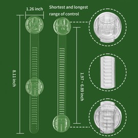 Snowharp Baby Proof Cabinet Locks, Safe Quick and Easy Transparent Drawer Door Latches, Adjustable No Drilling Child Safety Cabinet Straps for Fridge, Oven, Dishwasher, Toilet Seat (L, Count, 9)