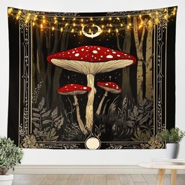 Feelyou Cute Mushroom Decor Wall Hanging Boys Girls Medium 59"x59" Cartoon Mushrooms Tapestry For Kids Women Men Ultra Soft Kawaii Fungus Wall Blanket Mushroom Wall Art Room Decor Wild Mushroom Stuff