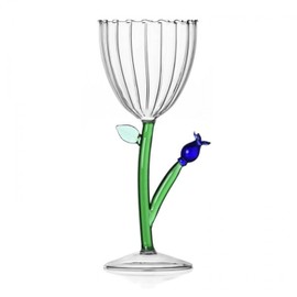 Ichendorf Milano Goblet Optical Blue Flower | Botanical Collection | 28 cl | Borosilicate Glass | Handmade