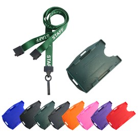 PCL Media ltd Green Staff Lanyard with Card Holder Safety Breakaway Clip Staff Lanyard with Card Holder & Matching Dual Double Sided Colour Badge Holder