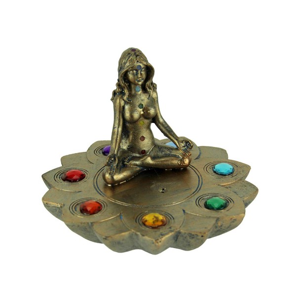 Fantasy Gifts Colored Chakra Stone Incense Burner, 4 x 5 inches, Multicolor