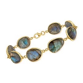 Ross-Simons Labradorite Station Bracelet in 18kt Gold Over Sterling. 8 inches