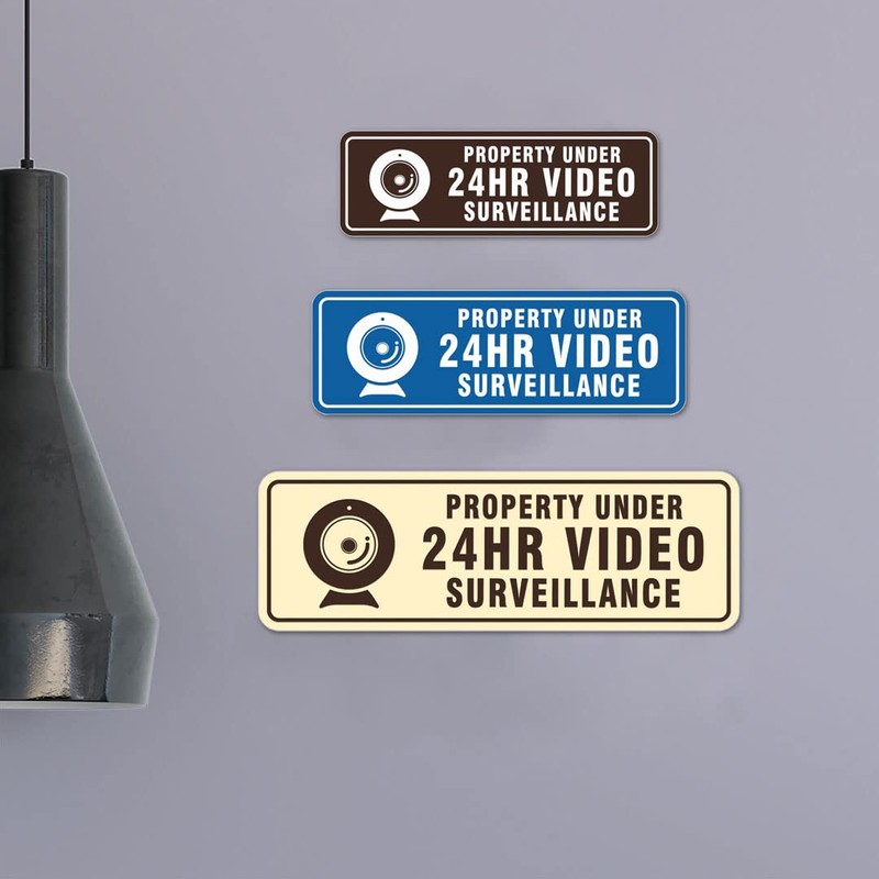 Standard Property Under 24Hr Video Surveillance Sign (Brushed Silver) -
