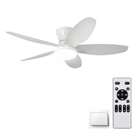 AYSEMO 36" Low Profile Ceiling Fan with Lights & Remote - 6-Speed Wind, Dimmable 3-Color LED, Reversible DC Motor, Timer, Memory Function, Ultra Quiet for Bedroom/Living Room/Patio (White)
