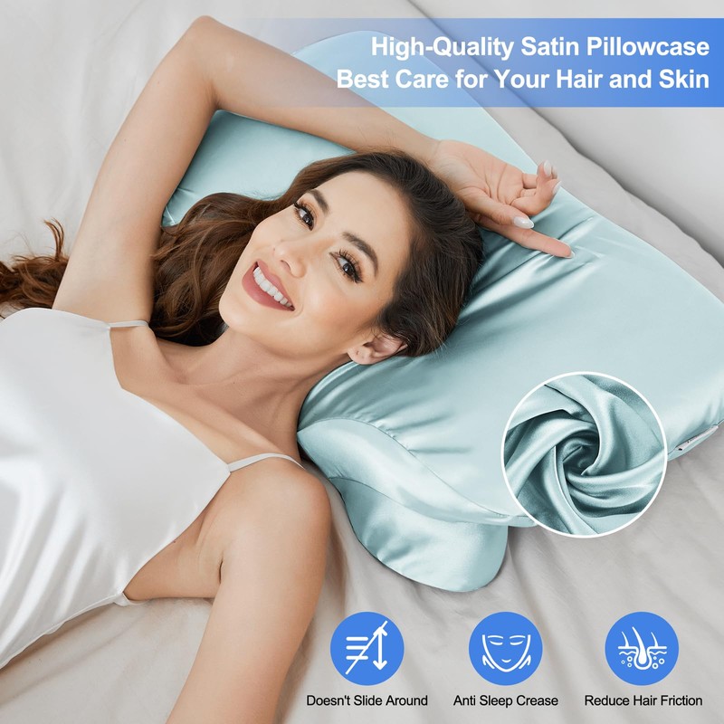 2 Pack Satin Pillowcase for Zelimun Cervical Pillow, Contour Pillow