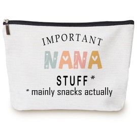 Undergo Mothers Day Mimi Gifts Grandma Grandmother Gifts for Nana - Important Nana Stuff Makeup Bag - Grandma Cosmetic Bag - Birthday Retirement Gifts for Grandma Makeup Pouch