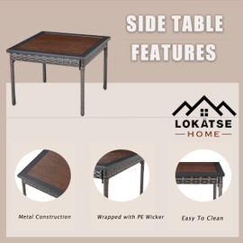 LOKATSE HOME Outdoor Square Side Table for Backyard Deck Garden Porch, Brown
