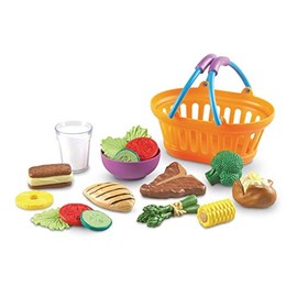 Learning Resources New Sprouts Dinner Food Basket - 18 Pieces, Ages 18+ months Pretend Play Food for Toddlers, Preschool Learning Toys, Kitchen Play Toys for Kids, Play Food with Basket