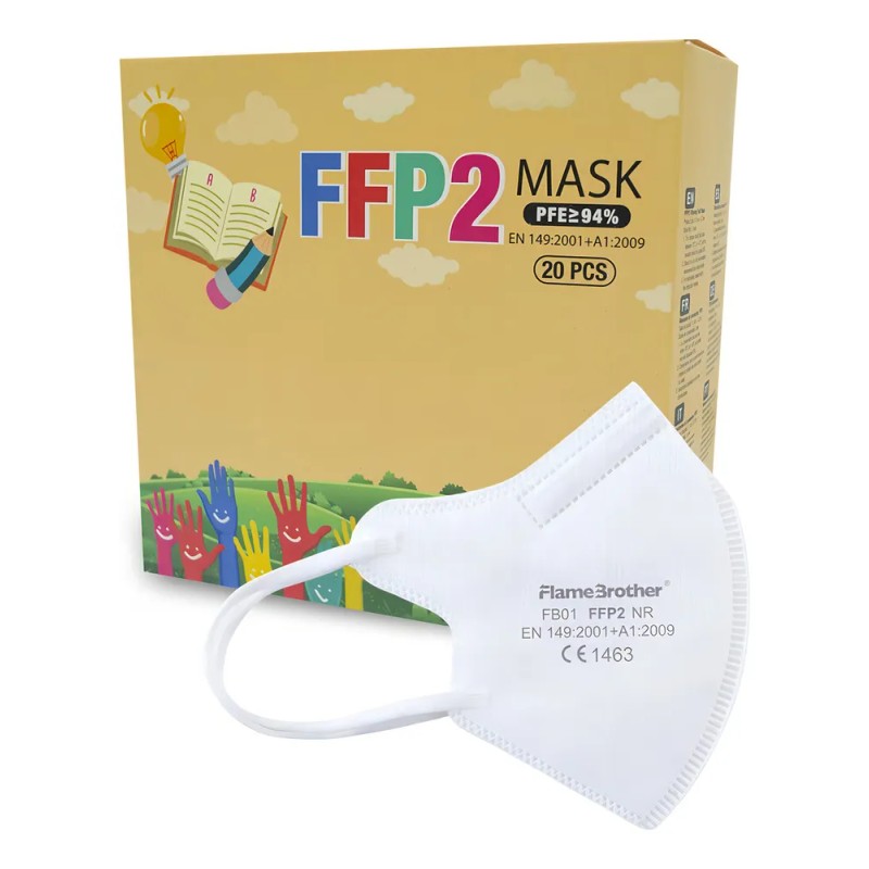 Cubrebocas Infantil FFP2 Blanco KN95 Niños 20 Piezas Caja Desechable