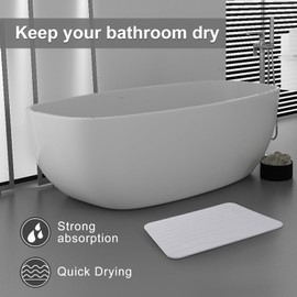 JUERLEN 2 Pack Diatomaceous Earth Shower Mat, Stone Bath Mat, Nonslip Super Absorbent Fast-Drying Hard Bath Mat for Bathroom Shower Floor, 23.62 x 15.35 inch, striped,Grey