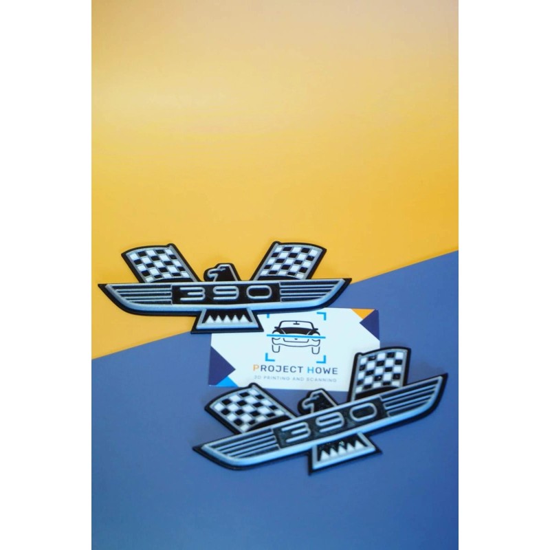 Project Howe Ford Thunderbird 390 Emblem PAIR - BLACK SILVER